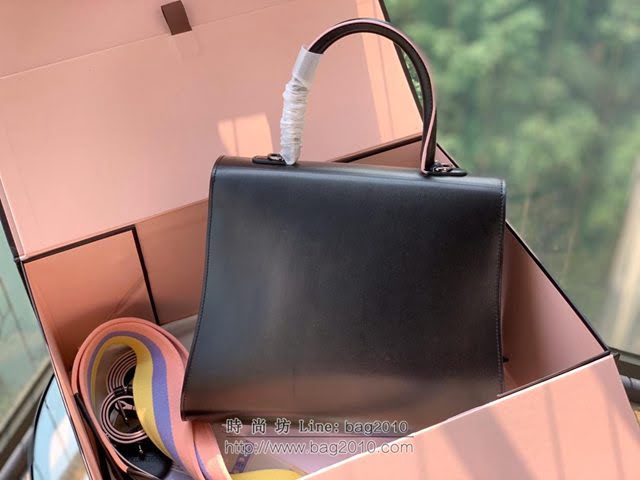 DELVAUX女包 Brillant手袋 原版Box皮 德爾沃女手提包 Dv0028風琴黑色 Delvaux女單肩包  fcs1250